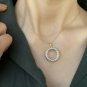 Twisted Circle Necklace Diamond Eternity Necklace 14k Solid Gold Women Necklace.