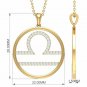 Libra Zodiac Necklace 14k Solid Gold Diamond Astrology Necklace Open Pendant N98