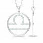 Libra Zodiac Necklace 14k Solid Gold Diamond Astrology Necklace Open Pendant N98