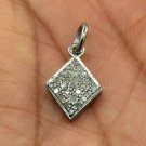Pave Diamond Disc Pendant 925 Silver Diamond Square Dangle Silver Pendant HU78.