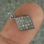 Pave Diamond Disc Pendant 925 Silver Diamond Square Dangle Silver Pendant HU78.