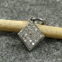 Pave Diamond Disc Pendant 925 Silver Diamond Square Dangle Silver Pendant HU78.