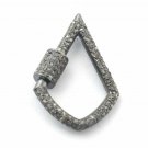 Pave Diamond Lock Screw Clasp 925 Silver Carabiner Lock Jewelry Findings Clasp.