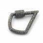 Pave Diamond Lock Screw Clasp 925 Silver Carabiner Lock Jewelry Findings Clasp.