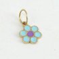 14k Solid Gold Flower Designer Enamel Handmade Flower Charm Pendant Christmas.