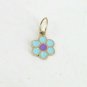 14k Solid Gold Flower Designer Enamel Handmade Flower Charm Pendant Christmas.