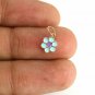 14k Solid Gold Flower Designer Enamel Handmade Flower Charm Pendant Christmas.