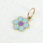 14k Solid Gold Flower Designer Enamel Handmade Flower Charm Pendant Christmas.