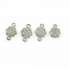 Diamond Hexagon Charm Connector 925 Silver Pave Diamond Small Charms Findings.