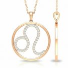 Diamond Leo Necklace 14k Solid Gold Open Circle Astrology Zodiac Pendant Gift. Diamond Leo Necklace 14k Solid Gold Open Circle Astrology Zodiac Pendant Gift.