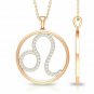 Diamond Leo Necklace 14k Solid Gold Open Circle Astrology Zodiac Pendant Gift.