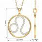 Diamond Leo Necklace 14k Solid Gold Open Circle Astrology Zodiac Pendant Gift.