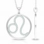 Diamond Leo Necklace 14k Solid Gold Open Circle Astrology Zodiac Pendant Gift.
