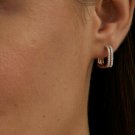 Two Row Diamond Square Hoops 14k Solid Gold Diamond Wedding Hoops Women Studs. Two Row Diamond Square Hoops 14k Solid Gold Diamond Wedding Hoops Women Studs.
