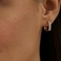 Two Row Diamond Square Hoops 14k Solid Gold Diamond Wedding Hoops Women Studs.