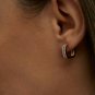 Two Row Diamond Square Hoops 14k Solid Gold Diamond Wedding Hoops Women Studs.