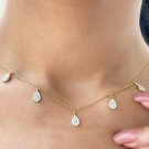 Diamond Necklace For Women Pear Shape Necklace Teardrop Necklace 14k Solid Gold.