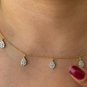Diamond Necklace For Women Pear Shape Necklace Teardrop Necklace 14k Solid Gold.