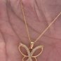 Diamond Butterfly Pendant 14k Solid Gold Butterfly Charm Necklace Women Gift.
