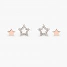 Paired Gold And Open Diamond Star Studs 14k Solid Gold Diamond Women Studs Gift.