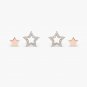 Paired Gold And Open Diamond Star Studs 14k Solid Gold Diamond Women Studs Gift.