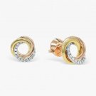 Intertwined Tri-Color Circle Earring 14k Solid Gold Diamond Anniversary Earring. Intertwined Tri-Color Circle Earring 14k Solid Gold Diamond Anniversary Earring.