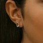 Intertwined Tri-Color Circle Earring 14k Solid Gold Diamond Anniversary Earring.