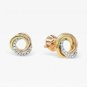Intertwined Tri-Color Circle Earring 14k Solid Gold Diamond Anniversary Earring.
