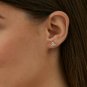 Three Stone Diamond Studs 14k Solid Gold Diamond Women Earrings Wedding Gift.