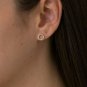 Diamond Circle Studs Earring 14k Solid Gold Diamond Wedding Earring Mini Studs.