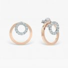 Open Circle Jacket Earring Diamond 14k Solid Gold Diamond Earrings Wedding Gift.
