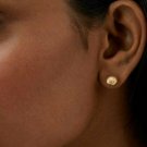Gold Sphere Studs 14k Solid Gold Anniversary Gift Women Ear Studs Round Earring.