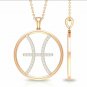 Diamond Pisces Necklace 14k Solid Gold Pisces Zodiac Necklace For Astrology Gift