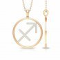 Sagittarius Sign Necklace 14k Solid Gold Diamond Astrology Necklace Zodiac Sign.
