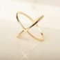14k Solid Gold Dup Criss Cross Stacking Charm Ring Knuckle Dainty Skinny Ring N7