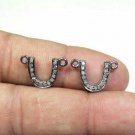 Pave Diamond Horseshoe Charm Connector 925 Silver Natural Diamond Luck Charm S7.