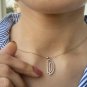 Diamond Initial Necklace D Letter necklace Diamond Alphabet Pendant 14k Gold.