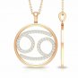 Cancer Diamond Pendant 14k Solid Gold Zodiac Necklace Astrology Necklace Circle.