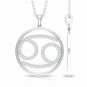 Cancer Diamond Pendant 14k Solid Gold Zodiac Necklace Astrology Necklace Circle.