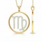 Virgo Sign Necklace 14k Solid Gold Zodiac Necklace Astrology Horoscope Sign H7.