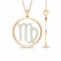 Virgo Sign Necklace 14k Solid Gold Zodiac Necklace Astrology Horoscope Sign H7.