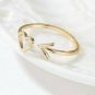 14k Solid Gold Dainty Heart Arrow Ring Stacking Statement Adjustable Ring Band N