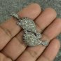 Pave Diamond Footprint Pendant 925 Silver Diamond Couple Christmas Pendant Gift.