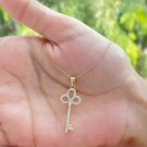 Diamond Key Necklace 14k Solid Gold Key Pendant Necklace Women Key Locket N78. Diamond Key Necklace 14k Solid Gold Key Pendant Necklace Women Key Locket N78.