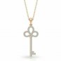 Diamond Key Necklace 14k Solid Gold Key Pendant Necklace Women Key Locket N78.