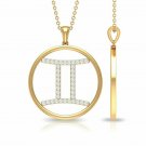 Gemini Diamond Pendant Zodiac Symbol Necklace 14k Solid Gold Horoscope Necklace. Gemini Diamond Pendant Zodiac Symbol Necklace 14k Solid Gold Horoscope Necklace.