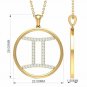 Gemini Diamond Pendant Zodiac Symbol Necklace 14k Solid Gold Horoscope Necklace.