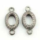 Oval Disc Charm Connector 925 Silver Pave Diamond Jewelry Connector Findings J7.