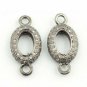 Oval Disc Charm Connector 925 Silver Pave Diamond Jewelry Connector Findings J7.