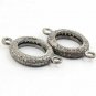 Oval Disc Charm Connector 925 Silver Pave Diamond Jewelry Connector Findings J7.
